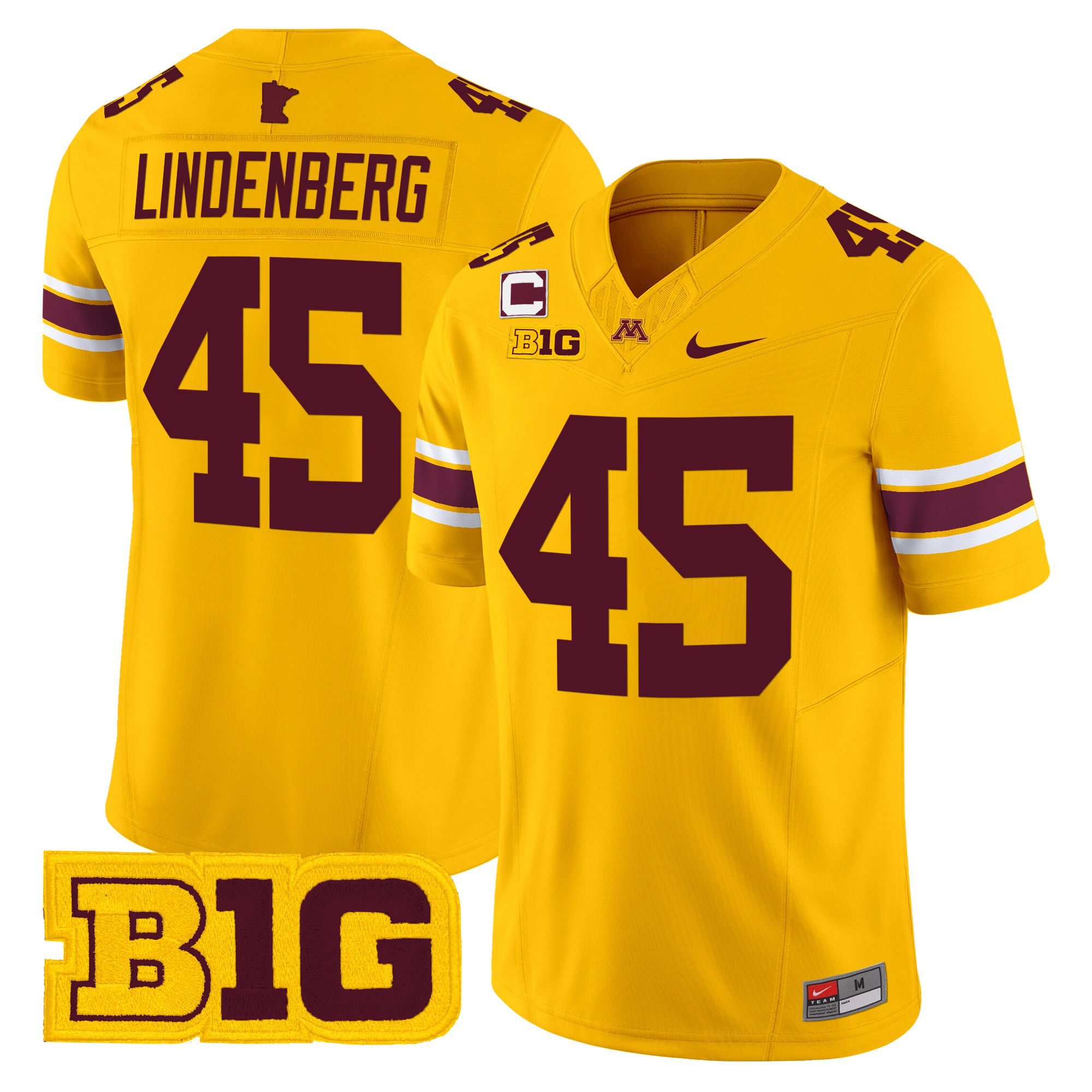 Men Minnesota Golden Gophers #45 Lindenberg Yellow Nike 2024 Vapor Limited NCAA Jersey style 1